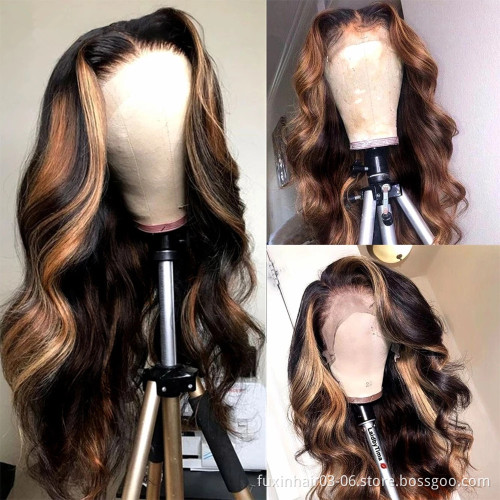 100% Human Hair 30 Inch Straight Brown 4x4 13x4 Transparent Lace Highlight Human Hair Wigs 10a Highlight Body Wave Hair Full Wig